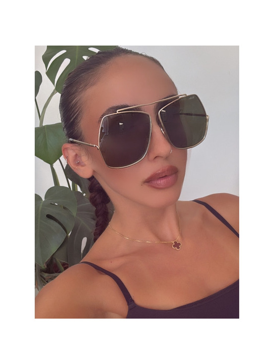 NEW Max Mara MM0006/S Oversized Sunglasses in Gold Green main image 6